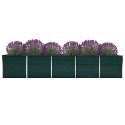 vidaXL Arriate de jardín de acero galvanizado verde 400x80x77 cm