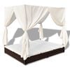 vidaXL Tumbona con cortinas de rat&aacute;n sint&eacute;tico marr&oacute;n
