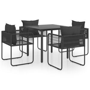 vidaXL Set de comedor de jard&iacute;n de 5 piezas PVC rat&aacute;n negro