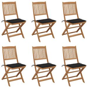 vidaXL Sillas plegables (6 unidades) con cojines, de madera maciza de acacia.