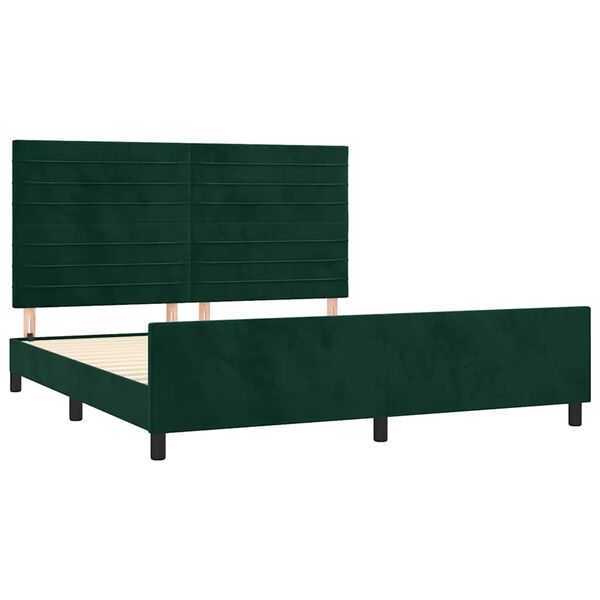 vidaXL Estructura cama sin colch&oacute;n terciopelo verde oscuro 160x200 cm