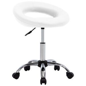 vidaXL Silla de trabajo con ruedas cuero sint&eacute;tico blanco