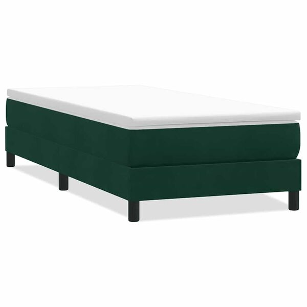 vidaXL Cama box spring sin colch&oacute;n terciopelo verde oscuro 80x210 cm