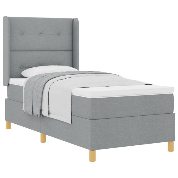 vidaXL Cama tipo Box Spring con colch&oacute;n Gris Claro 80 x 200 cm tela