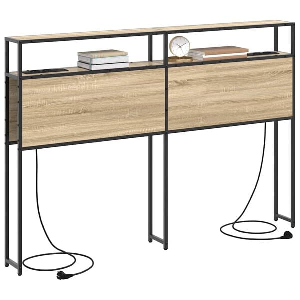 vidaXL Cabecera de almacenamiento con estante Roble Sonoma 160 cm