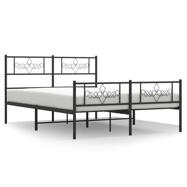 vidaXL Estructura cama sin colch&oacute;n con estribo metal negro 120x190 cm