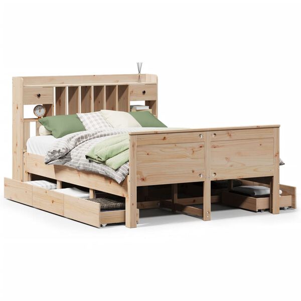 vidaXL Cama con estanter&iacute;a sin colch&oacute;n madera maciza de pino 150x200cm