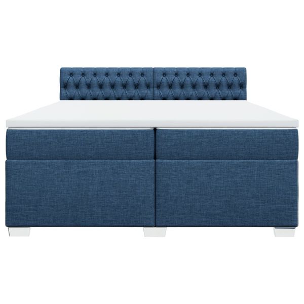 vidaXL Cama box spring con colch&oacute;n tela azul 200x200 cm