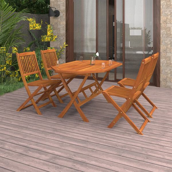 vidaXL Juego de comedor de jard&iacute;n 5 piezas madera maciza de acacia