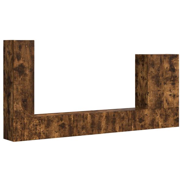 vidaXL Conjunto de mueble para TV de pared 6 pcs Roble ahumado