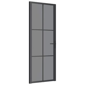vidaXL Puerta interior vidrio EGS y aluminio negro 76x201,5 cm