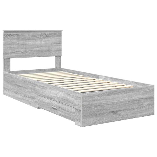 vidaXL Estructura de cama Gris Sonoma 90 x 190 cm Madera de ingenier&iacute;a