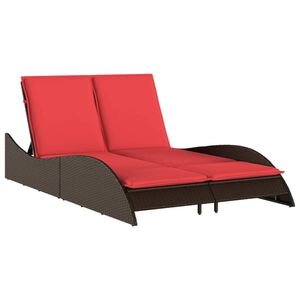 vidaXL Tumbona con cojines marr&oacute;n 114x205x73 cm rat&aacute;n sint&eacute;tico