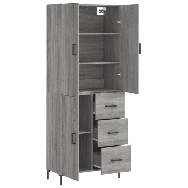 vidaXL Aparador alto madera contrachapada gris sonoma 69,5x34x180 cm