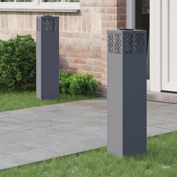 vidaXL Luz de camino LED solar 2 pcs Antracita Acero laminado en fr&iacute;o