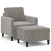 vidaXL Sill&oacute;n con taburete terciopelo gris claro 60 cm