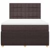 vidaXL Cama box spring con colch&oacute;n tela marr&oacute;n oscuro 140x190 cm