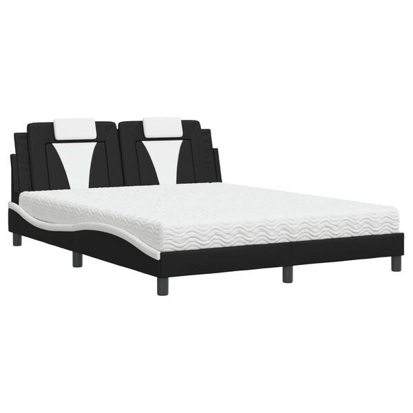 vidaXL Cama Viana con colch&oacute;n cuero sint&eacute;tico negro y blanco 160x200 cm