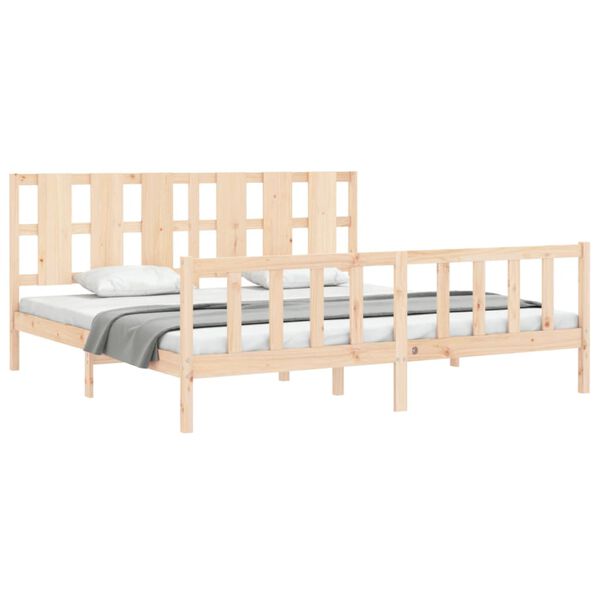 vidaXL Estructura de cama con cabecero madera maciza 180x200 cm
