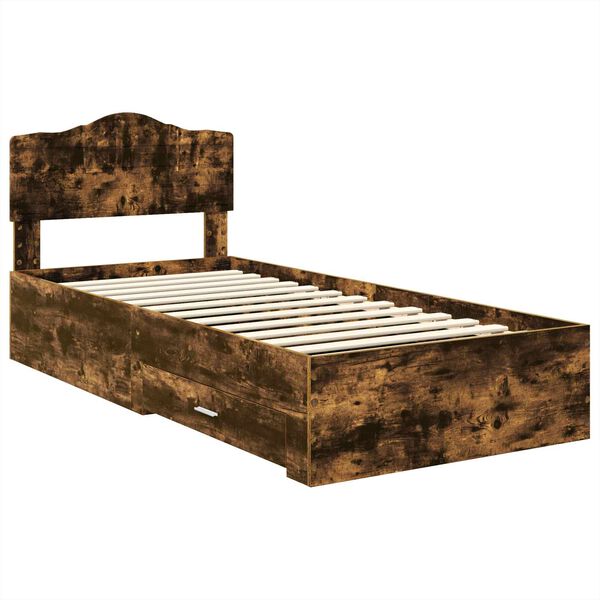 vidaXL Estructura de cama con cabecera Roble ahumado 90 x 190 cm