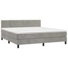 vidaXL Cama box spring colch&oacute;n y LED terciopelo gris claro 180x200 cm