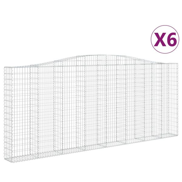 vidaXL Cestas de gaviones 6 uds forma de arco hierro 400x30x160/180 cm
