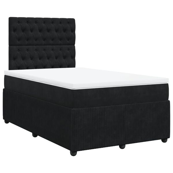vidaXL Cama box spring con colch&oacute;n terciopelo negro 120x200 cm