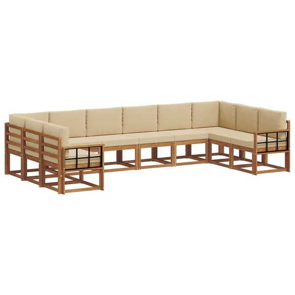 vidaXL Conjunto de sof&aacute;s de exterior con coj&iacute;n 10 pcs Natural y Beige