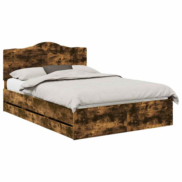 vidaXL Estructura de cama Roble ahumado 160 x 200 cm Madera Ingenieril