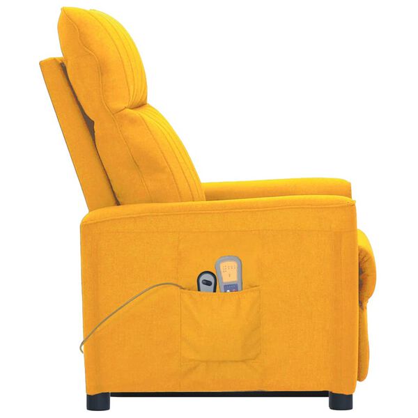 vidaXL Sill&oacute;n de masaje elevable de tela amarillo