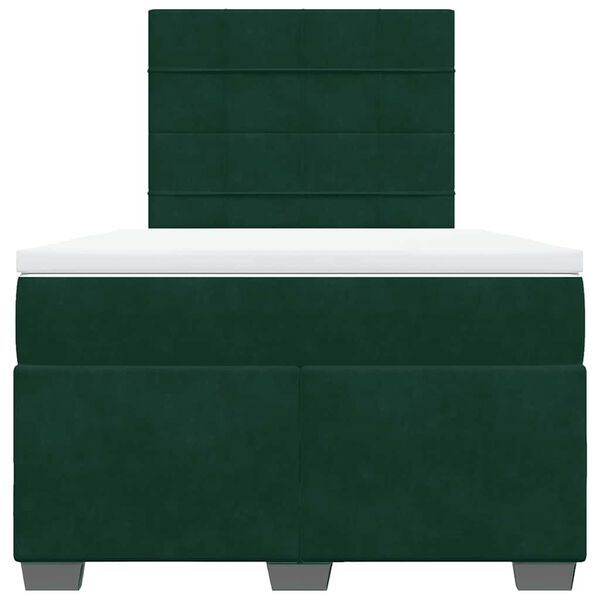 vidaXL Cama box spring con colch&oacute;n terciopelo verde oscuro 120x190 cm