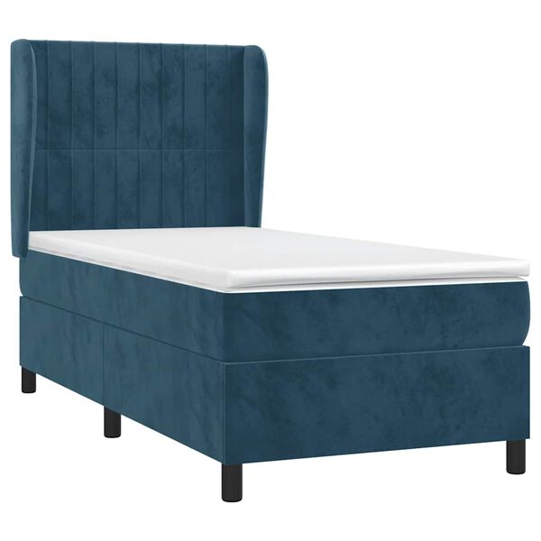 vidaXL Cama box spring con colch&oacute;n terciopelo azul oscuro 90x200 cm