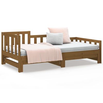 vidaXL Sofá cama extraíble madera maciza de pino marrón 2x(90x200) cm