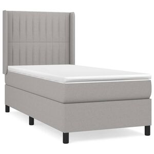 vidaXL Cama box spring con colch&oacute;n tela gris claro 90x200 cm