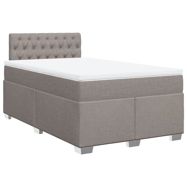 vidaXL Cama box spring con colch&oacute;n tela gris taupe 120x190 cm