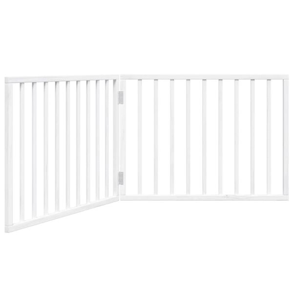 vidaXL Puerta para perros plegable de 2 paneles, madera de &aacute;lamo, blanca, 160 cm