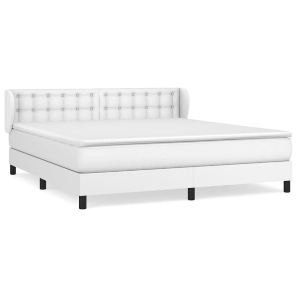 vidaXL Cama box spring con colch&oacute;n cuero sint&eacute;tico blanco 160x200 cm