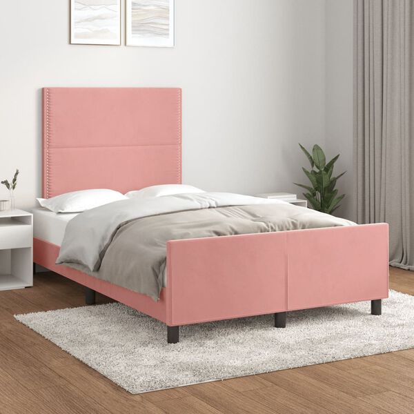 vidaXL Estructura de cama sin colch&oacute;n terciopelo rosa 120x190 cm