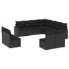 vidaXL Set de sof&aacute;s de jard&iacute;n 11 pzas y cojines rat&aacute;n sint&eacute;tico negro