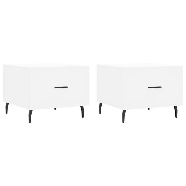 vidaXL Mesas de centro 2 uds madera de ingeniería blanco 50x50x40 cm