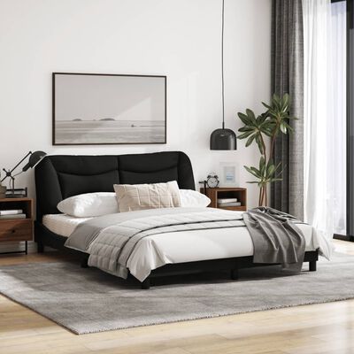 vidaXL Estructura de cama con cabecero de tela negro 160x200 cm
