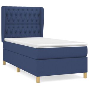 vidaXL Cama box spring con colch&oacute;n tela azul 90x190 cm
