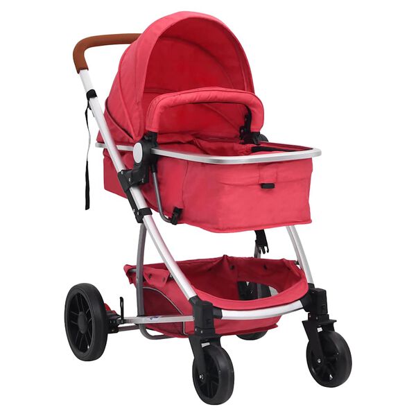 vidaXL Carrito de beb&eacute;s 2 en 1 de aluminio rojo