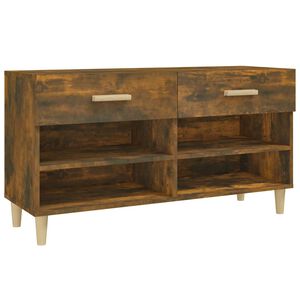 vidaXL Mueble zapatero madera contrachapada roble ahumado 102x35x55 cm