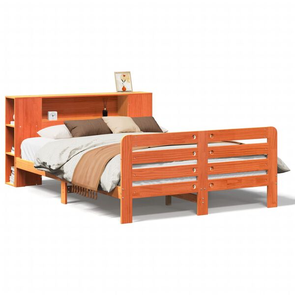 vidaXL Estructura de cama sin colch&oacute;n madera maciza marr&oacute;n 120x190 cm