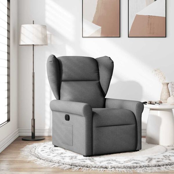 vidaXL Sillón reclinable de tela gris oscuro