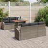 vidaXL Conjunto de sof&aacute; de jard&iacute;n 7 pcs Gris Polirat&aacute;n
