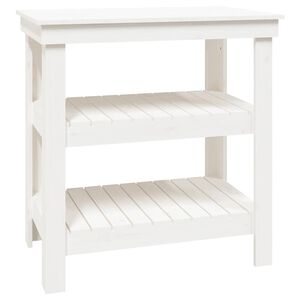 vidaXL Banco de trabajo de madera maciza de pino blanco 78,5x50x80 cm