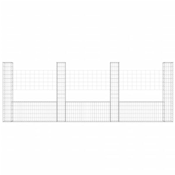 vidaXL Cesta de gaviones forma de U 4 postes de hierro 380x20x150 cm