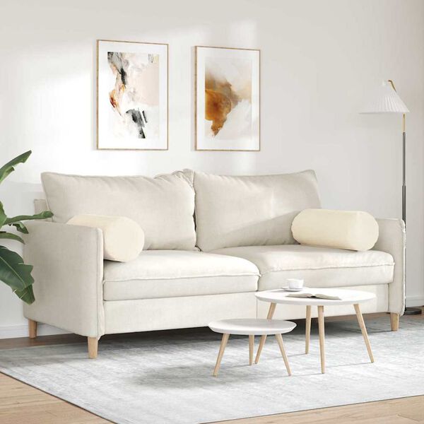 vidaXL Cojines Bolster 2 pcs Crema &Oslash; 25 x 70 cm Tela de pana